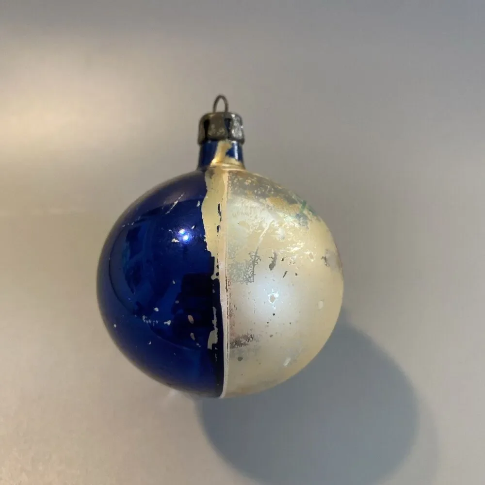 Vintage Poland Hand-Blown Glass Christmas Ornament Holly Berry Painted 6.5” Ball